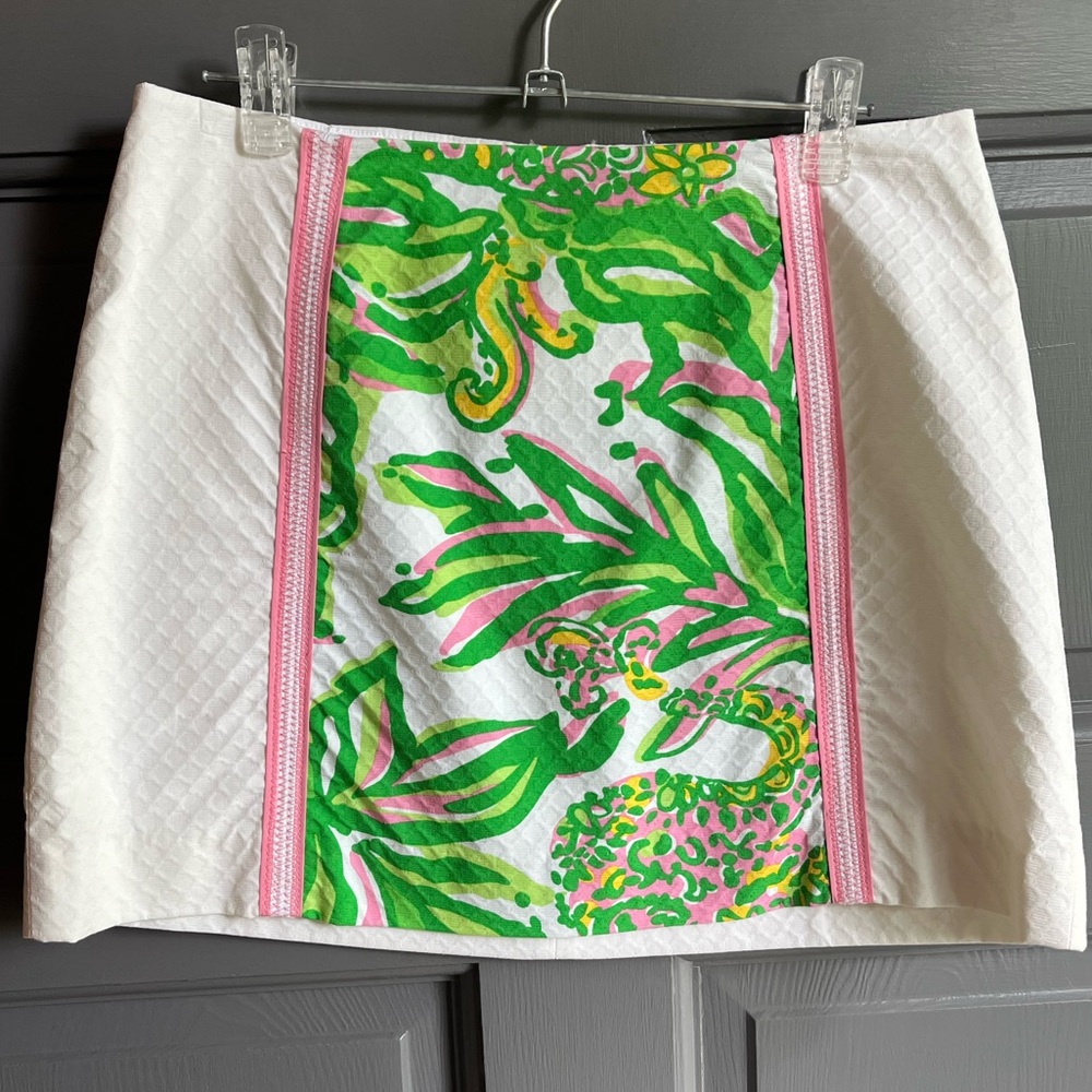 Lilly Pulitzer Tate Skirt - White Resort‎ Seeing Pink Elephants
